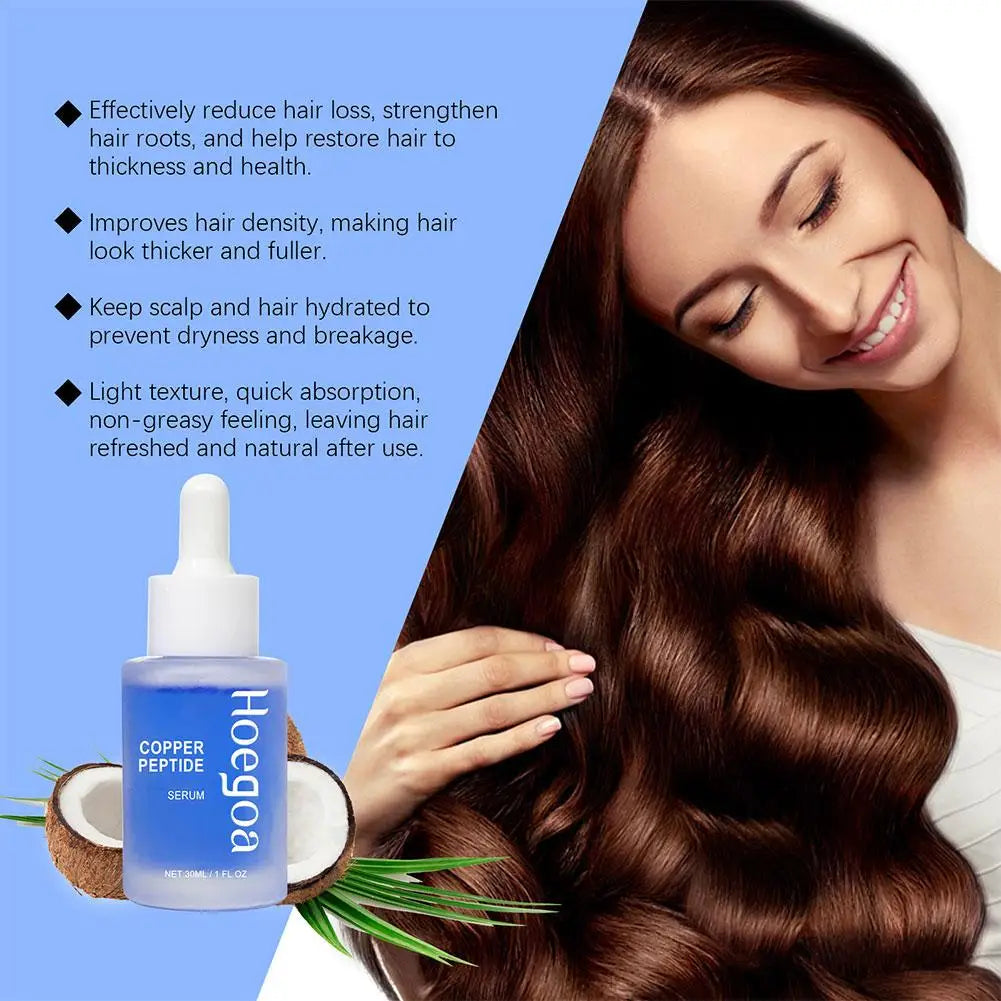 Copper Peptide Hair Density Serum Deep Nourishment and Moist for Damage Hair Treatment,Anti-Hair Loss Natural Hair Growth Liquid